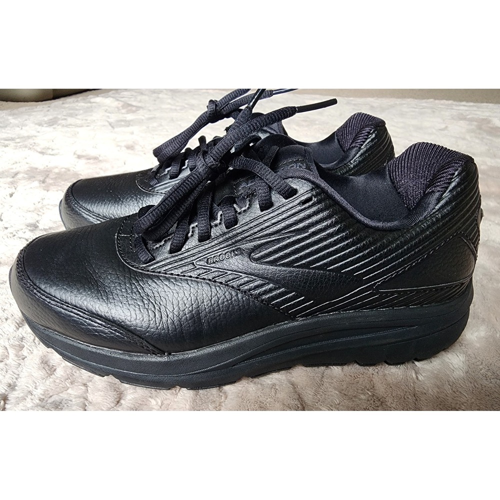 Brooks Addiction Walker 2 Black Leather Walking Shoes Slip Resistant Womens 8 B